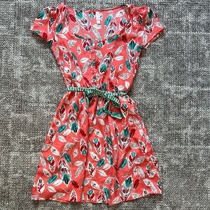 Xhilaration Y2K Vintage Coral and Teal Feather Dress